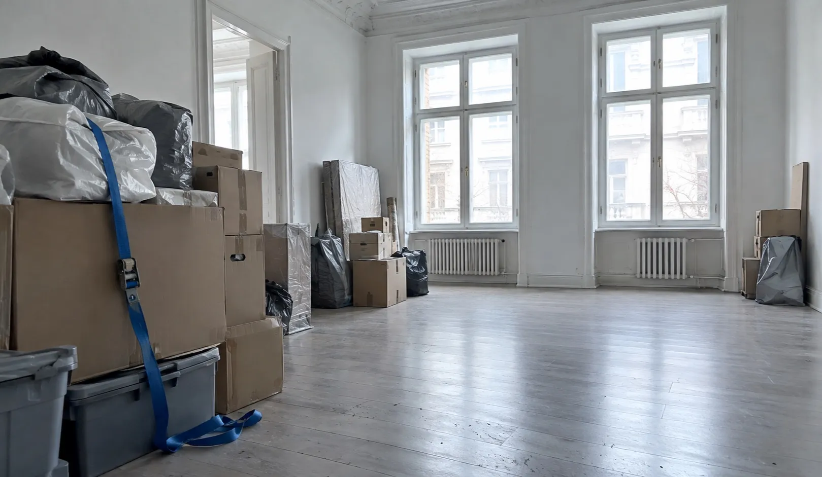 Geräumter Wohnraum nach einer Messie-Räumung im 9. Wiener Gemeindebezirk