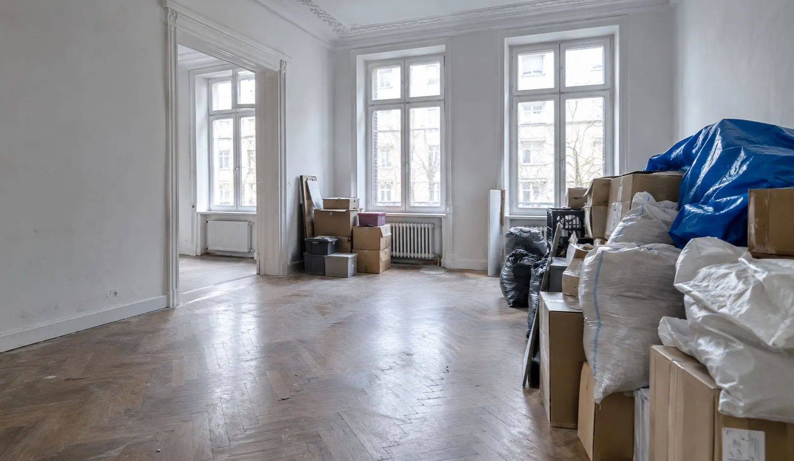 Geräumter Wohnraum nach einer Messie-Räumung im 17. Wiener Gemeindebezirk